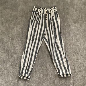 American Eagle blue and white striped flowy dress pants